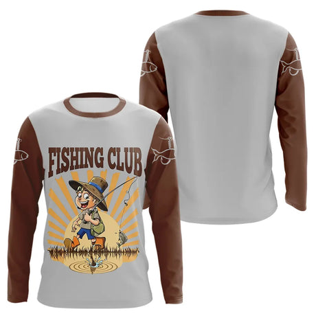 Polo Pêche Homme Gris & Marron - Fishing Club- Long Sleeves Homme