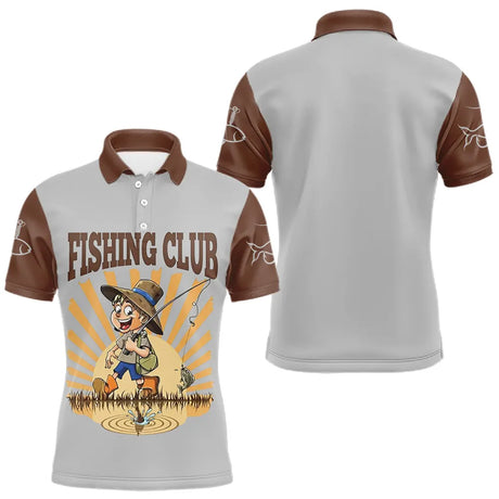 Polo Pêche Homme Gris & Marron - Fishing Club- Polo Homme