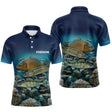 Polo Pêche Homme Personnalisé - Bleue 3D Carpe Brochet - Polo Homme