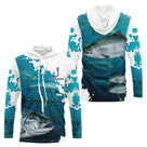 Polo Pêche Homme Personnalisé - Saumon Bleu Passionné - Long Sleeves Hoodie Homme