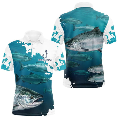 Polo Pêche Homme Personnalisé - Saumon Bleu Passionné - Polo Homme