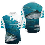 Polo Pêche Homme Personnalisé - Saumon Bleu Passionné - Polo Zippé Homme
