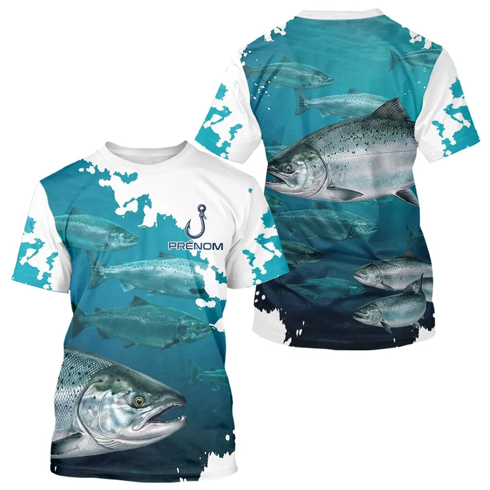 Polo Pêche Homme Personnalisé - Saumon Bleu Passionné - T-Shirt Homme