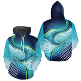 Polo Pêche Homme Respirant Bleu & Turquoise 3D - Hoodie Homme