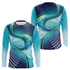 Polo Pêche Homme Respirant Bleu & Turquoise 3D - Long Sleeves Homme