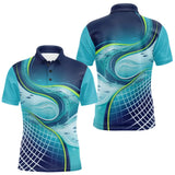 Polo Pêche Homme Respirant Bleu & Turquoise 3D - Polo Homme