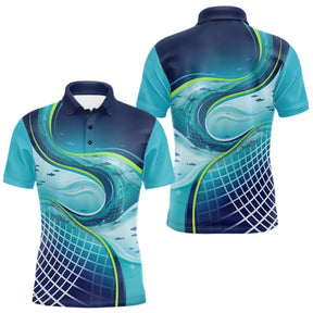 Polo Pêche Homme Respirant Bleu & Turquoise 3D - Polo Homme