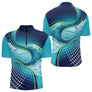 Polo Pêche Homme Respirant Bleu & Turquoise 3D - Polo Zippé Homme