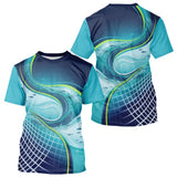 Polo Pêche Homme Respirant Bleu & Turquoise 3D - T-Shirt Homme