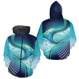 Polo Pêche Homme Respirant Bleu & Turquoise 3D - Zippe Hoodie Homme