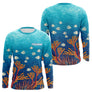 Polo Pêche Mer Personnalisé Corail Bleu - Motif Océan - Long Sleeves Homme