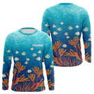 Polo Pêche Mer Personnalisé Corail Bleu - Motif Océan - Long Sleeves Homme