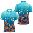 Polo Pêche Mer Personnalisé Corail Bleu - Motif Océan - Polo Homme