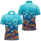 Polo Pêche Mer Personnalisé Corail Bleu - Motif Océan - Polo Homme