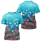 Polo Pêche Mer Personnalisé Corail Bleu - Motif Océan - T-Shirt Homme