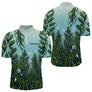 Polo Pêche Motif Algues & Bulles Personnalisé - Bleu Et Vert - Polo Zippé Homme