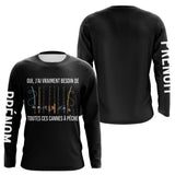 Polo Pêche Noir Personnalisé Prénom - Anti UV Long Sleeves Shirt - Long Sleeves Homme