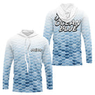 Polo Pêche Personnalisé - Bleu Océan Et Blanc - Long Sleeves Hoodie Homme