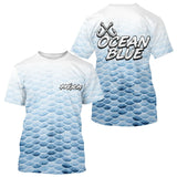 Polo Pêche Personnalisé - Bleu Océan Et Blanc - T-Shirt  Homme