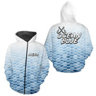 Polo Pêche Personnalisé - Bleu Océan Et Blanc - Zippé Hoodie Homme