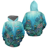 Polo Pêche Personnalisé - Récif Bleu & Perche 3D - Hoodie Homme