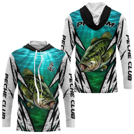 Polo Pêche Personnalisé Black Bass - Carnassier Turquoise Homme - Long Sleeve Hoodie Homme