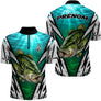 Polo Pêche Personnalisé Black Bass - Carnassier Turquoise Homme - Polo Zippé Homme
