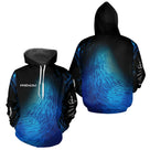 Polo Pêche Personnalisé Bleu Océan - Motif Banc Poissons - Hoodie Homme