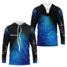 Polo Pêche Personnalisé Bleu Océan - Motif Banc Poissons - Long Sleeves Hoodie Homme