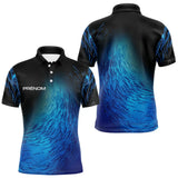 Polo Pêche Personnalisé Bleu Océan - Motif Banc Poissons - Polo Homme