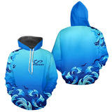 Polo Pêche Personnalisé Bleu Vague - Prénom - Hoodie Homme