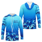 Polo Pêche Personnalisé Bleu Vague - Prénom - Long Sleeves Hoodie Homme