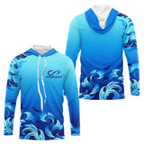 Polo Pêche Personnalisé Bleu Vague - Prénom - Long Sleeves Hoodie Homme