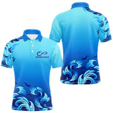 Polo Pêche Personnalisé Bleu Vague - Prénom - Polo Homme