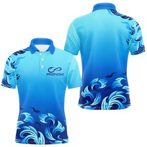 Polo Pêche Personnalisé Bleu Vague - Prénom - Polo Homme