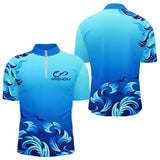Polo Pêche Personnalisé Bleu Vague - Prénom - Polo Zippe Homme