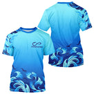 Polo Pêche Personnalisé Bleu Vague - Prénom - T-Shirt Homme