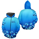 Polo Pêche Personnalisé Bleu Vague - Prénom - Zippe Hoodie Homme