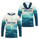Polo Pêche Personnalisé Prénom - Design Vagues Bleu Homme - Long Sleeves Hoodie Homme