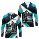Polo Pêche Personnalisé River Pursuit - Bleu Turquoise & Marine - Sweat Homme