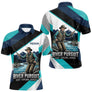 Polo Pêche Personnalisé River Pursuit - Bleu Turquoise et Marine - Polo Homme