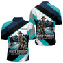 Polo Pêche Personnalisé River Pursuit - Bleu Turquoise et Marine - Polo Zippé Homme