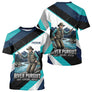 Polo Pêche Personnalisé River Pursuit - Bleu Turquoise et Marine - T-Shirt Homme