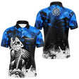 Polo Pêche Personnalisé Squelette Poisson - Bleu Et Noir - Polo Homme