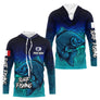 Polo Pêche Personnalisé Surf Fishing - Bleu Et Vert Style - Long Sleeves Hoodie Homme