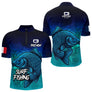 Polo Pêche Personnalisé Surf Fishing - Bleu Et Vert Style - Polo Zippé Homme