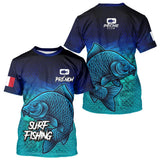 Polo Pêche Personnalisé Surf Fishing - Bleu Et Vert Style - T-Shirt Homme