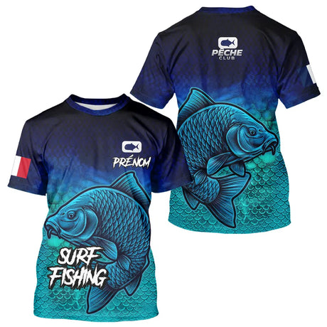 Polo Pêche Personnalisé Surf Fishing - Bleu Et Vert Style - T-Shirt Homme