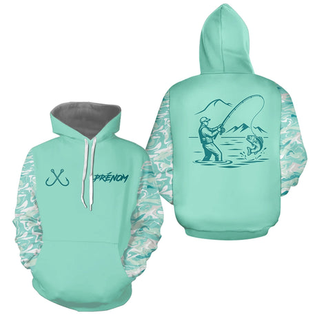 Polo Pêche Personnalisé Vert d'Eau - Black Bass - Hoodie Homme