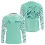 Polo Pêche Personnalisé Vert d'Eau - Black Bass - Long Sleeves Homme